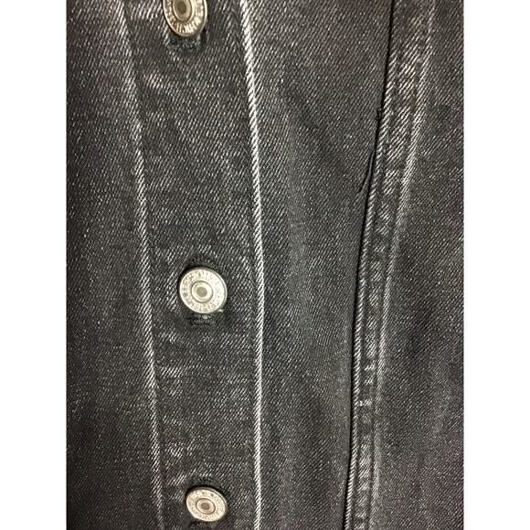 Abercrombie & Fitch Denim Button Down Barrel Sleeve Mini Dress Sz. Lrg Black - Picture 8 of 11